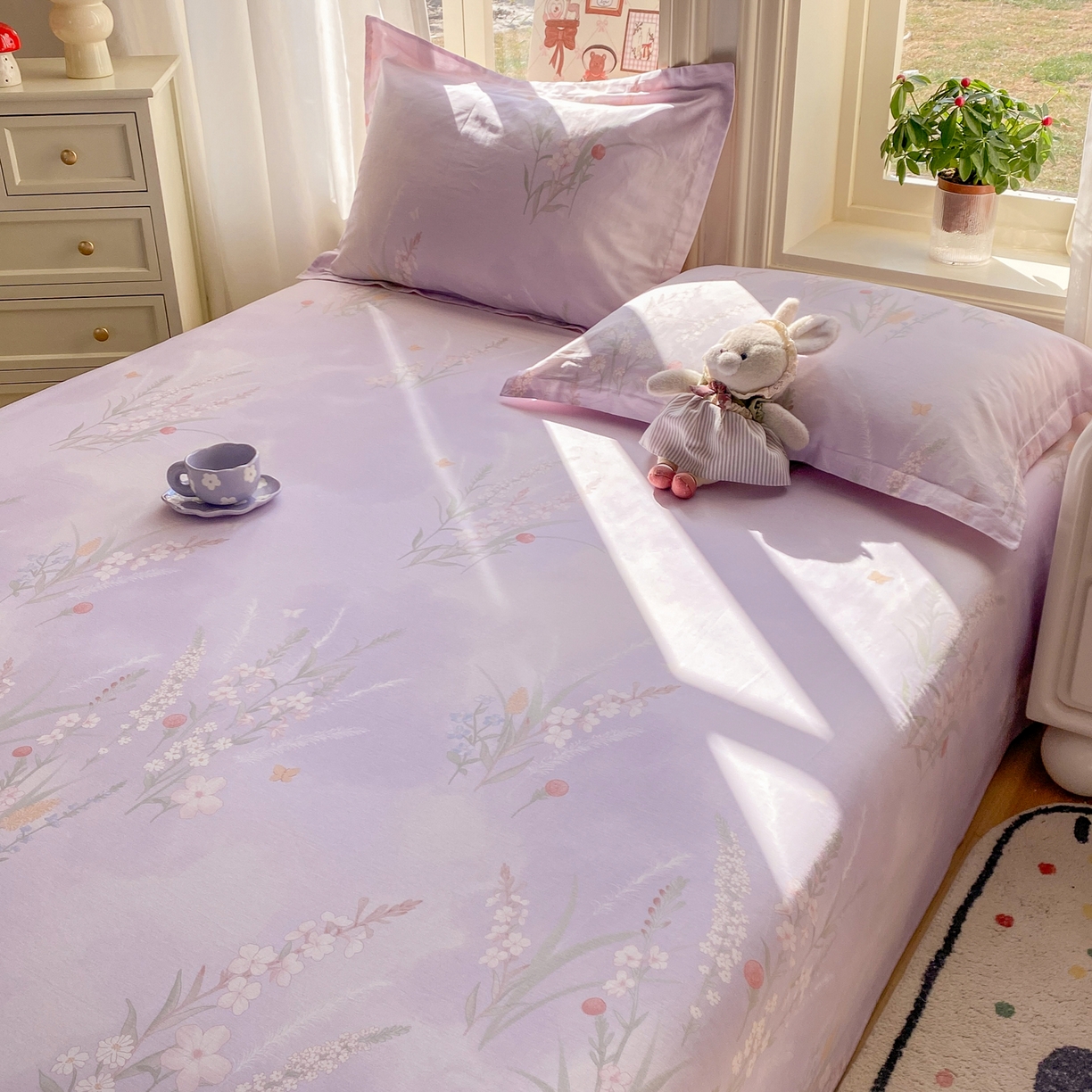 91家纺网 家纺一手货源 找家纺 女子家纺 2026新款全棉纯棉印花花卉款床单单品床单单件 普罗旺斯