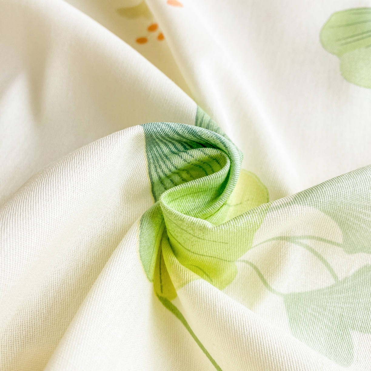 91家纺网 家纺一手货源 找家纺 女子家纺 2026新款全棉纯棉印花花卉款床单单品床单单件 青绿银杏