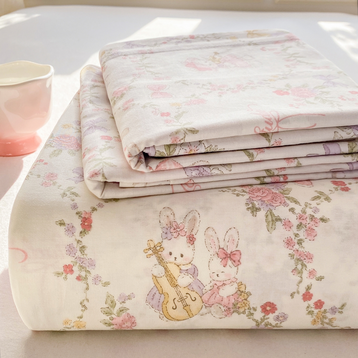 91家纺网 家纺一手货源 找家纺 女子家纺 2026新款全棉纯棉印花花卉款床单单品床单单件 童话花町