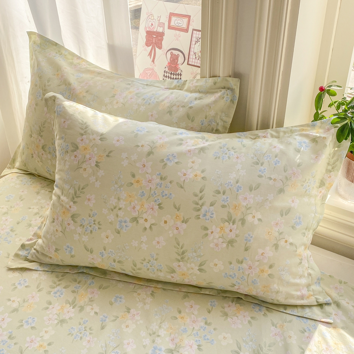 91家纺网 家纺一手货源 找家纺 女子家纺 2026新款全棉纯棉印花花卉款床单单品床单单件 徐徐花开