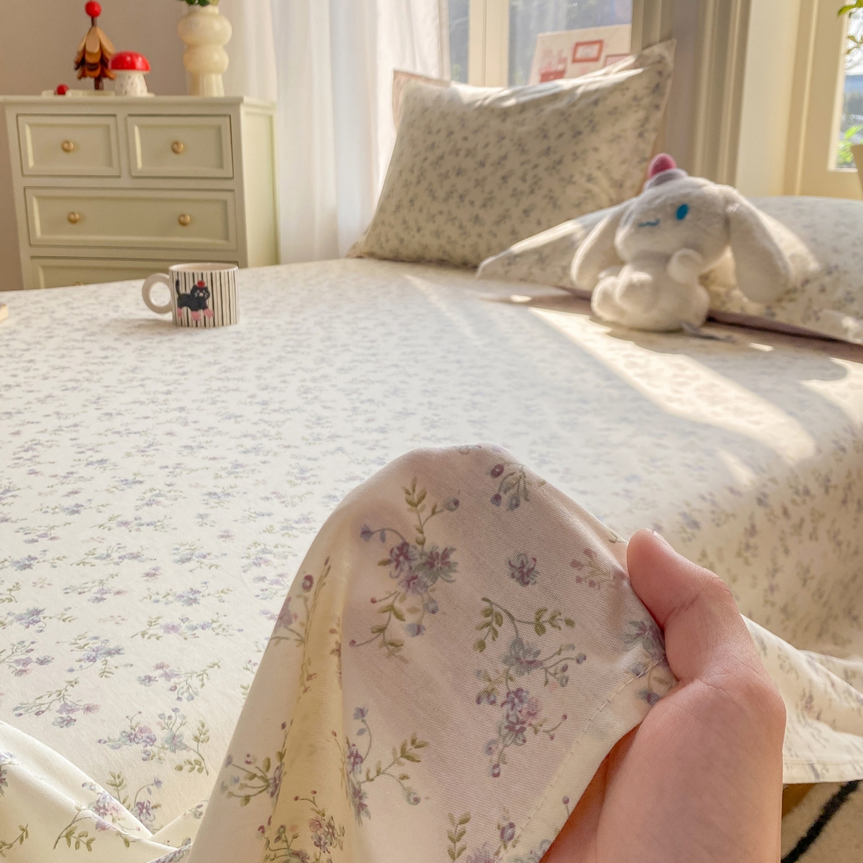 91家纺网 家纺一手货源 找家纺 女子家纺 2026新款全棉纯棉印花花卉款床单单品床单单件 星辰蔷薇