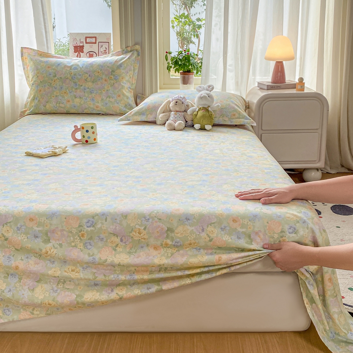 91家纺网 家纺一手货源 找家纺 女子家纺 2026新款全棉纯棉印花花卉款床单单品床单单件 栀子花语