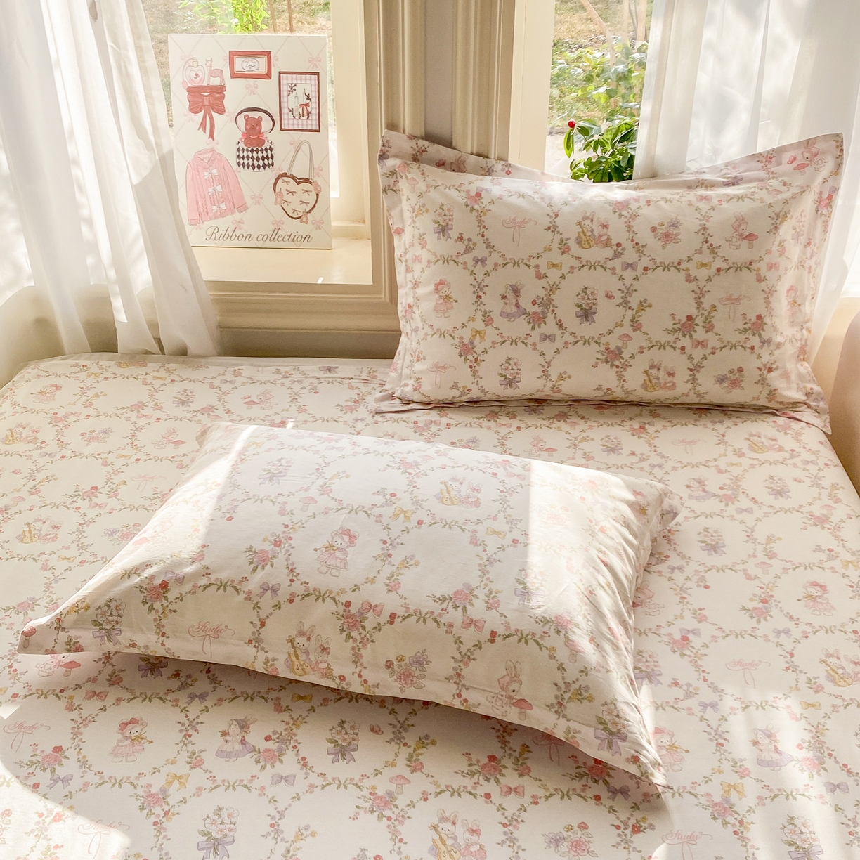 91家纺网 家纺一手货源 找家纺 女子家纺 2026新款全棉纯棉印花花卉款床单单品床单单件 童话花町