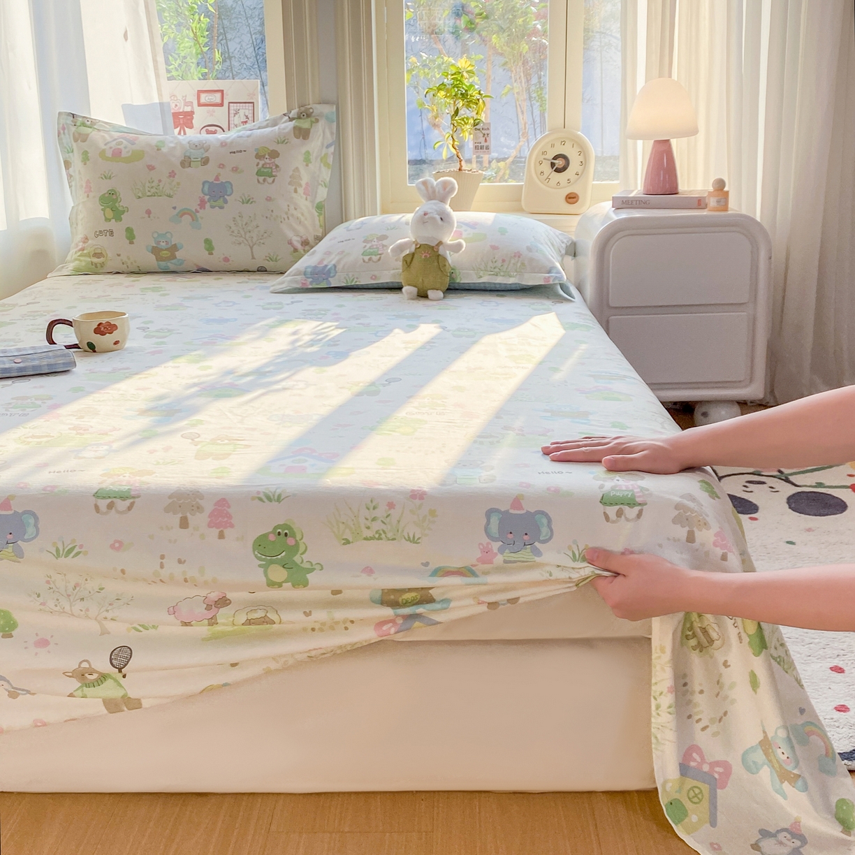 91家纺网 家纺一手货源 找家纺 女子家纺 2026新款全棉纯棉印花花卉款床单单品床单单件 妙趣乐园