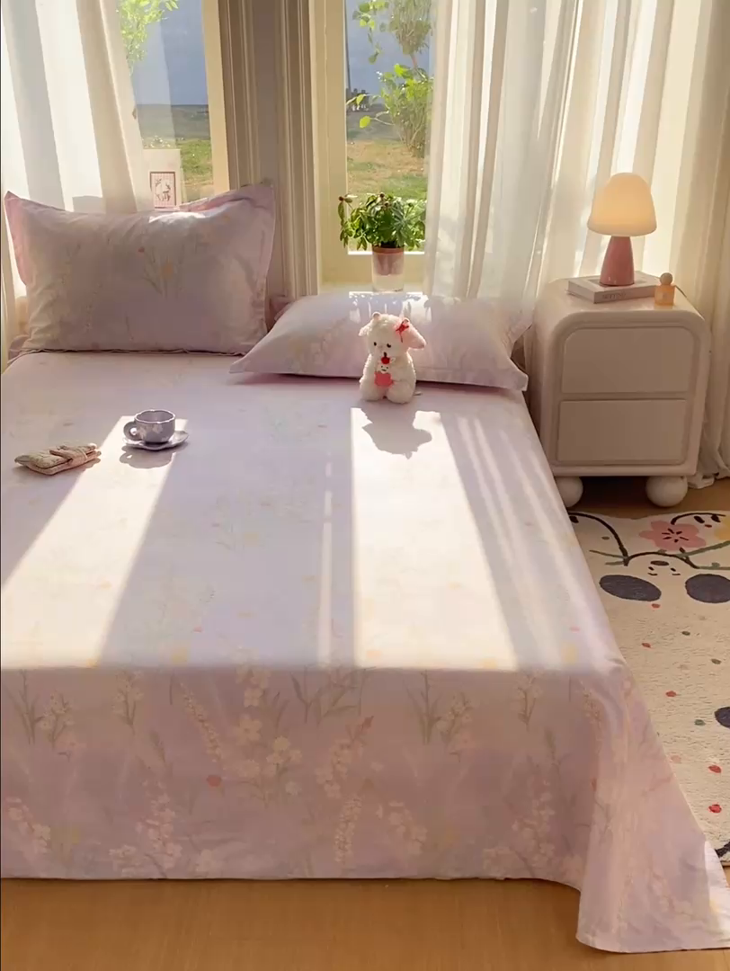 91家纺网 家纺一手货源 找家纺 女子家纺 2026新款全棉纯棉印花花卉款床单单品床单单件 普罗旺斯