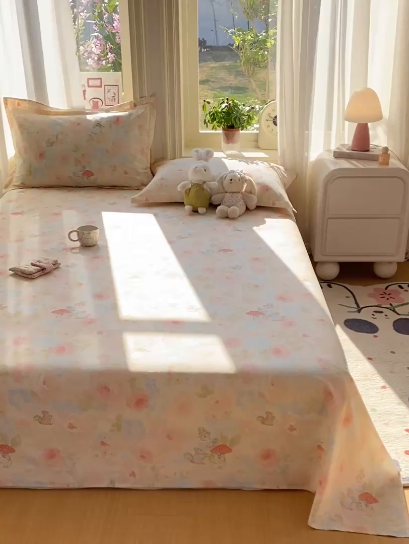 91家纺网 家纺一手货源 找家纺 女子家纺 2026新款全棉纯棉印花花卉款床单单品床单单件 油画弦音