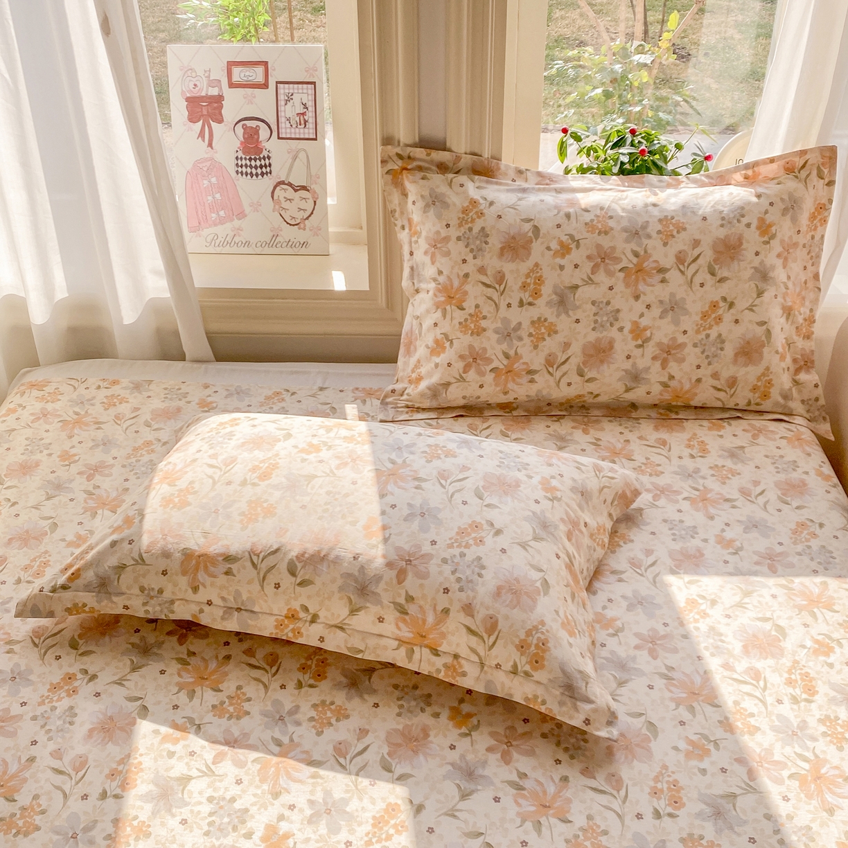 91家纺网 家纺一手货源 找家纺 女子家纺 2026新款全棉纯棉印花花卉款床单单品床单单件 苏糖咖