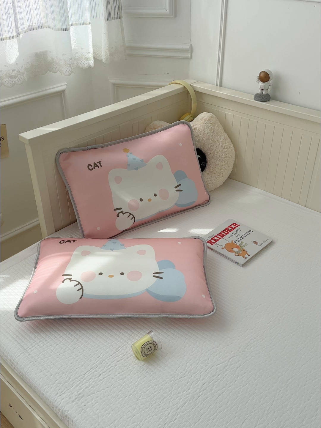 91家纺网 家纺一手货源 找家纺 丽美人家纺 2026新款柔软亲肤儿童冰丝枕套 生日猫