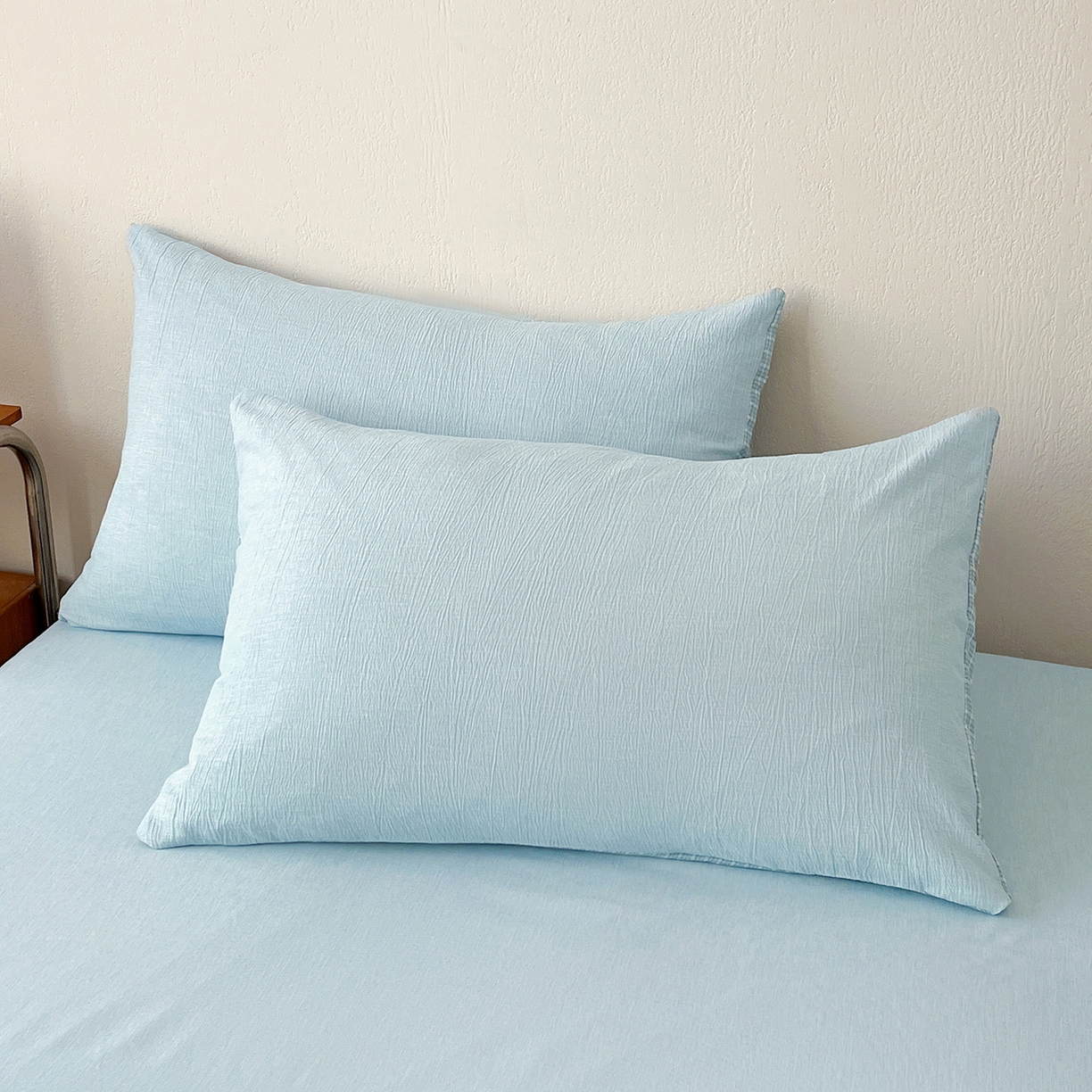 91家纺网 家纺一手货源 找家纺 云玲时尚 2026新款100%新疆棉花水洗色织夏被四件套 浅蓝