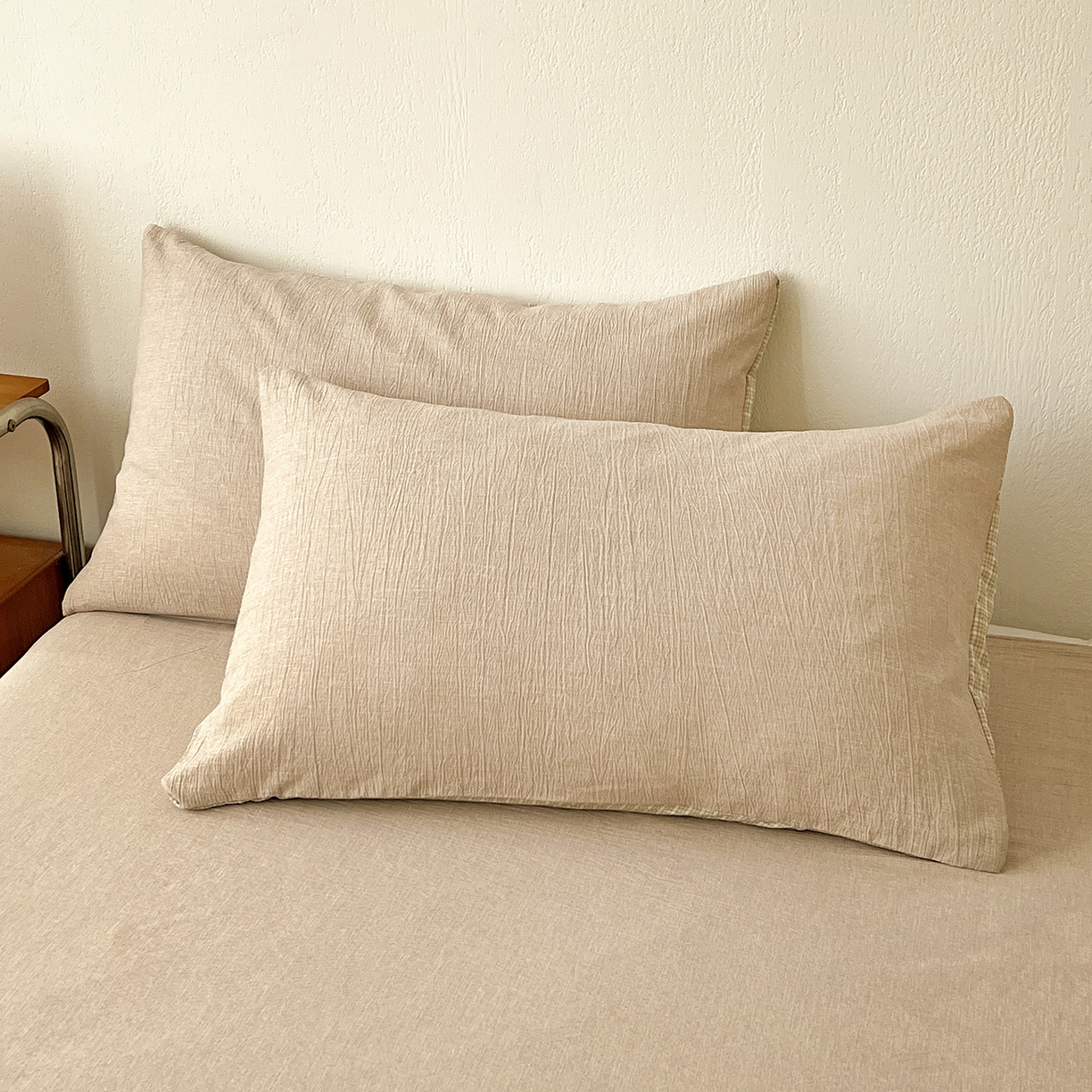 91家纺网 家纺一手货源 找家纺 云玲时尚 2026新款100%新疆棉花水洗色织夏被四件套 杏色