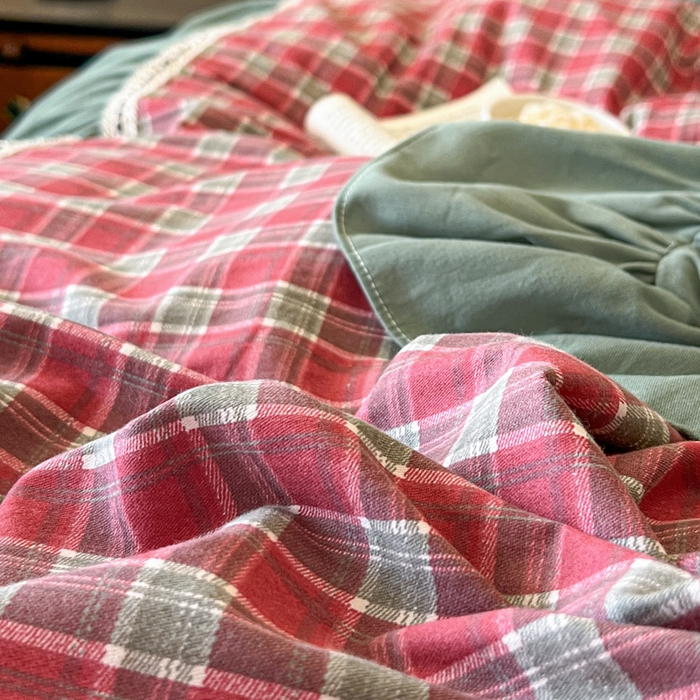 91家纺网 家纺一手货源 找家纺 （总）好儿喜家纺 2026新款纯棉磨毛法式花边床裙四件套-简爱