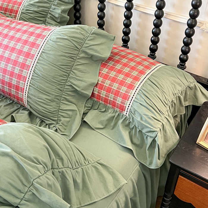 91家纺网 家纺一手货源 找家纺 （总）好儿喜家纺 2026新款纯棉磨毛法式花边床裙四件套-简爱