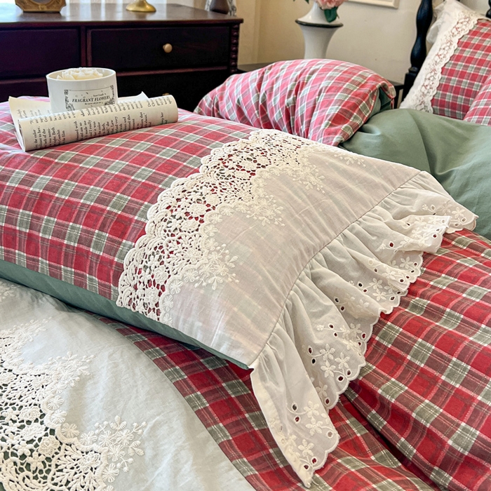 91家纺网 家纺一手货源 找家纺 （总）好儿喜家纺 2026新款纯棉磨毛法式花边床裙四件套-布兰卡