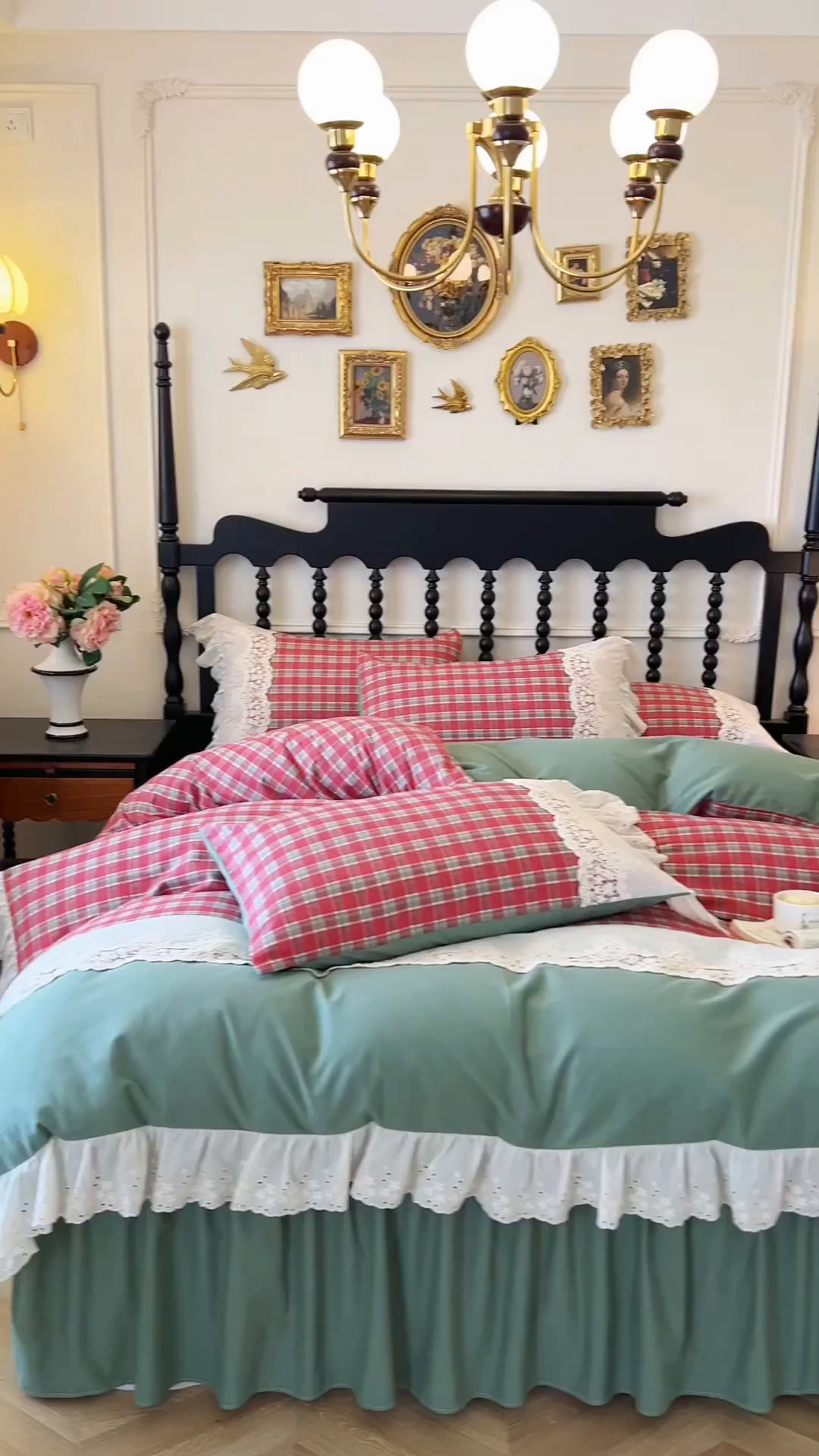 91家纺网 家纺一手货源 找家纺 （总）好儿喜家纺 2026新款纯棉磨毛法式花边床裙四件套-布兰卡