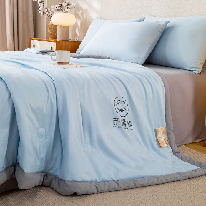 91家纺网 家纺一手货源 找家纺 （总）憨豆家纺 2026春夏新款 水洗棉纯色双拼棉花被夏凉被空调被（常年有货款）
