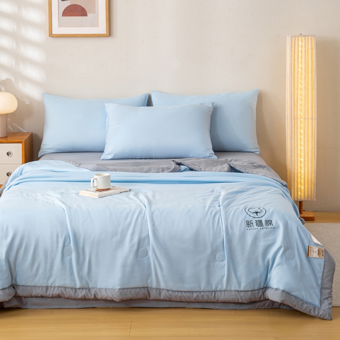 91家纺网 家纺一手货源 找家纺 （总）憨豆家纺 2026春夏新款 水洗棉纯色双拼棉花被夏凉被空调被（常年有货款）