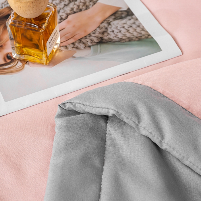 91家纺网 家纺一手货源 找家纺 憨豆家纺 2026春夏新款 水洗棉纯色双拼棉花被夏凉被空调被（常年有货款） 棉朵-蔷薇灰