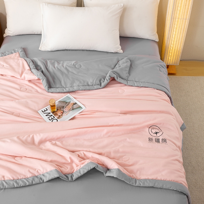 91家纺网 家纺一手货源 找家纺 憨豆家纺 2026春夏新款 水洗棉纯色双拼棉花被夏凉被空调被（常年有货款） 棉朵-蔷薇灰