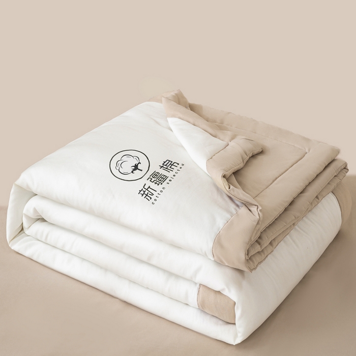 91家纺网 家纺一手货源 找家纺 憨豆家纺 2026春夏新款 水洗棉纯色双拼棉花被夏凉被空调被（常年有货款） 棉朵-卡其白