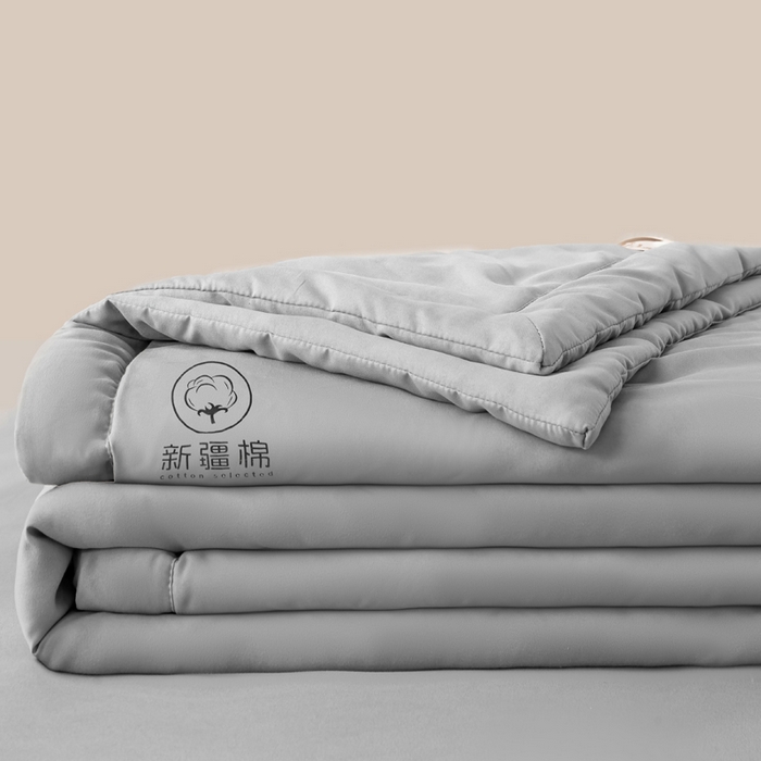 91家纺网 家纺一手货源 找家纺 憨豆家纺 2026春夏新款 水洗棉纯色双拼棉花被夏凉被空调被（常年有货款） 棉朵-简约灰