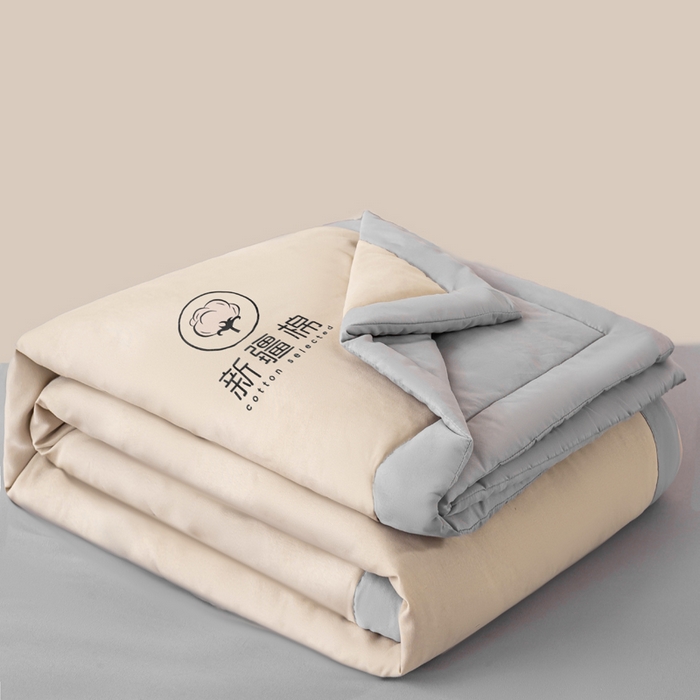 91家纺网 家纺一手货源 找家纺 憨豆家纺 2026春夏新款 水洗棉纯色双拼棉花被夏凉被空调被（常年有货款） 棉朵-卡其灰