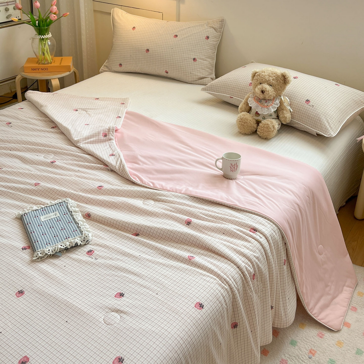 91家纺网 家纺一手货源 找家纺 （总）羚羊语家纺 2026新款凉感丝印花夏凉被小冰皮空调被冰淇淋西瓜被针织棉夏被冰丝云母凉感被