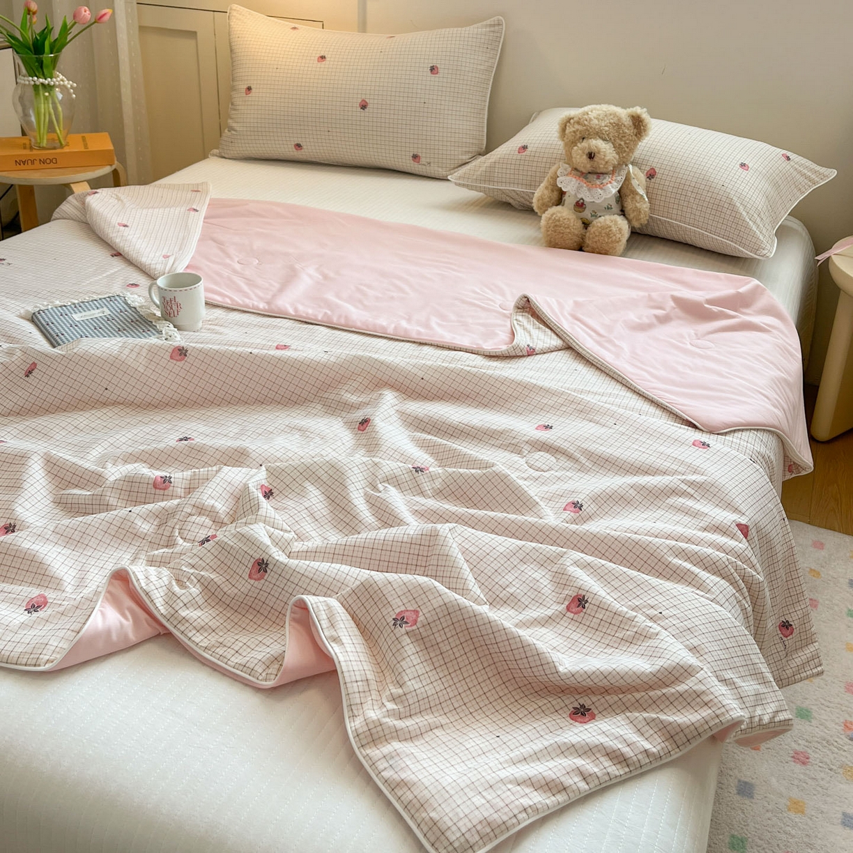 91家纺网 家纺一手货源 找家纺 （总）羚羊语家纺 2026新款凉感丝印花夏凉被小冰皮空调被冰淇淋西瓜被针织棉夏被冰丝云母凉感被