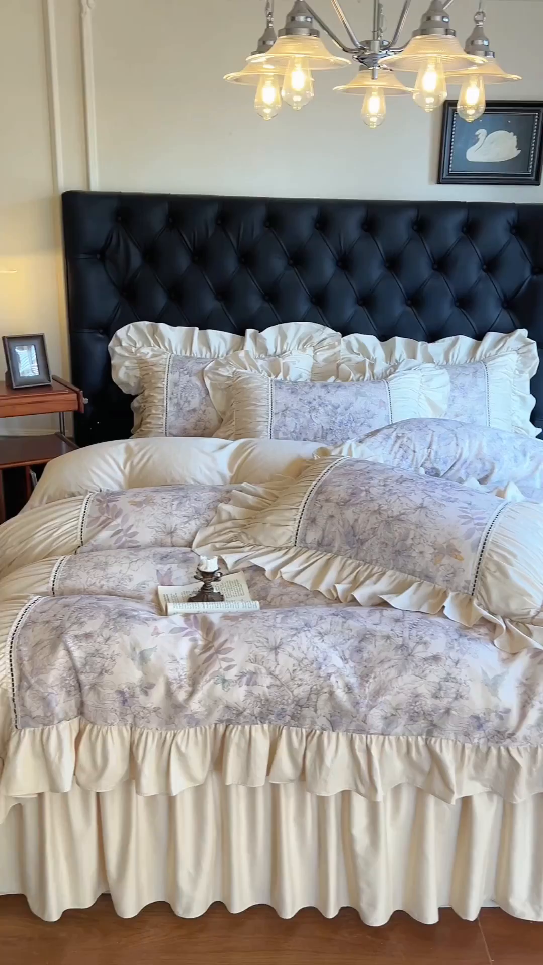 91家纺网 家纺一手货源 找家纺 （总）好儿喜家纺 2026新款棉麻纯棉法式花边床裙四件套-梦镜