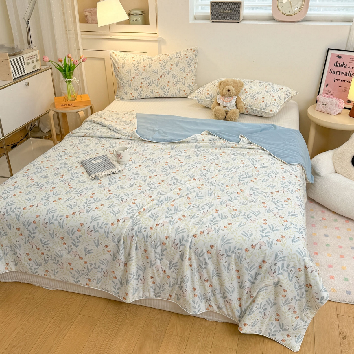 91家纺网 家纺一手货源 找家纺 羚羊语家纺 2026新款凉感丝印花夏凉被小冰皮空调被冰淇淋西瓜被针织棉夏被冰丝云母凉感被 森野小兔