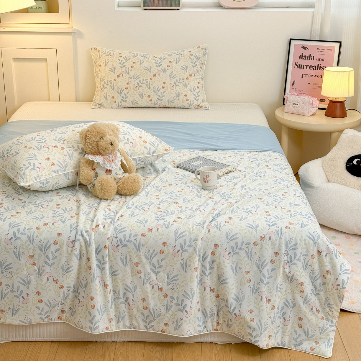 91家纺网 家纺一手货源 找家纺 羚羊语家纺 2026新款凉感丝印花夏凉被小冰皮空调被冰淇淋西瓜被针织棉夏被冰丝云母凉感被 森野小兔