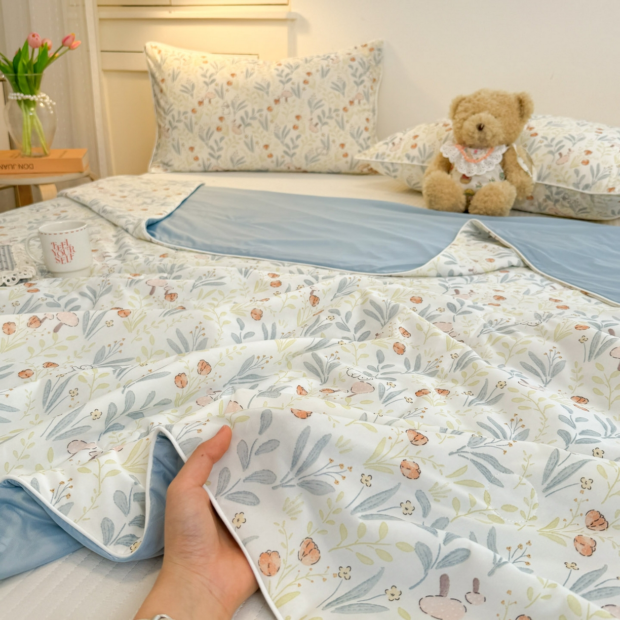 91家纺网 家纺一手货源 找家纺 羚羊语家纺 2026新款凉感丝印花夏凉被小冰皮空调被冰淇淋西瓜被针织棉夏被冰丝云母凉感被 森野小兔