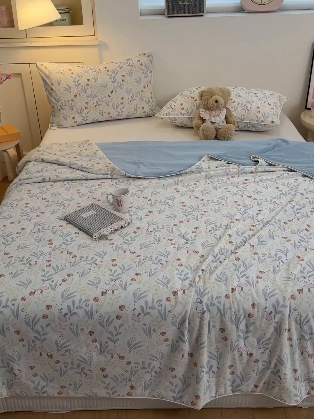 91家纺网 家纺一手货源 找家纺 羚羊语家纺 2026新款凉感丝印花夏凉被小冰皮空调被冰淇淋西瓜被针织棉夏被冰丝云母凉感被 森野小兔