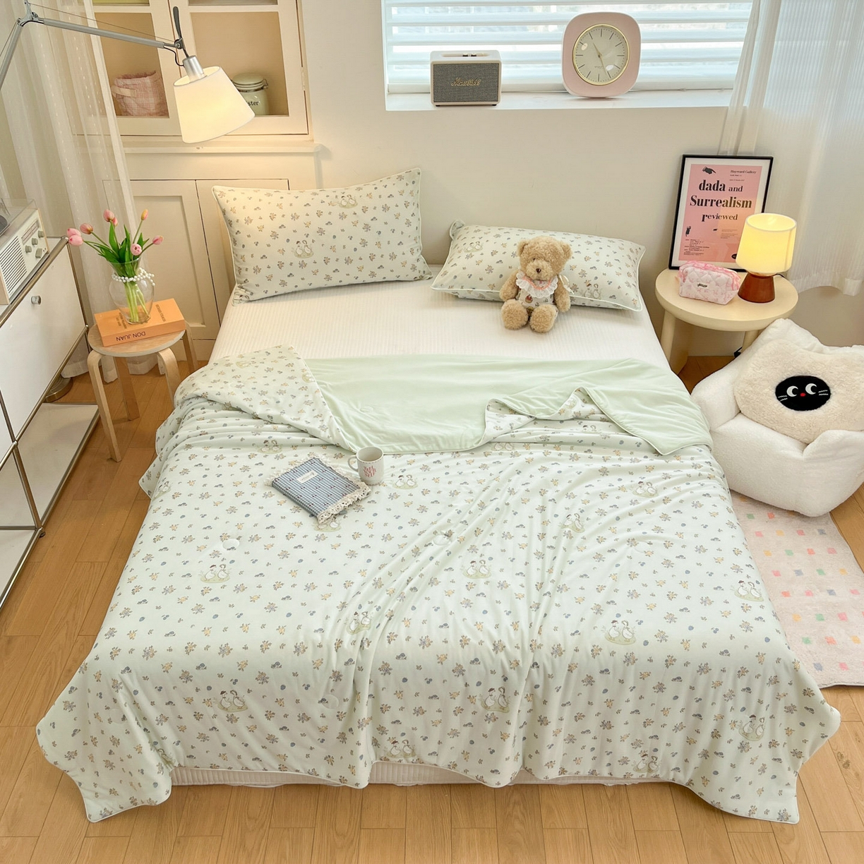 91家纺网 家纺一手货源 找家纺 羚羊语家纺 2026新款凉感丝印花夏凉被小冰皮空调被冰淇淋西瓜被针织棉夏被冰丝云母凉感被 鸭鸭日记