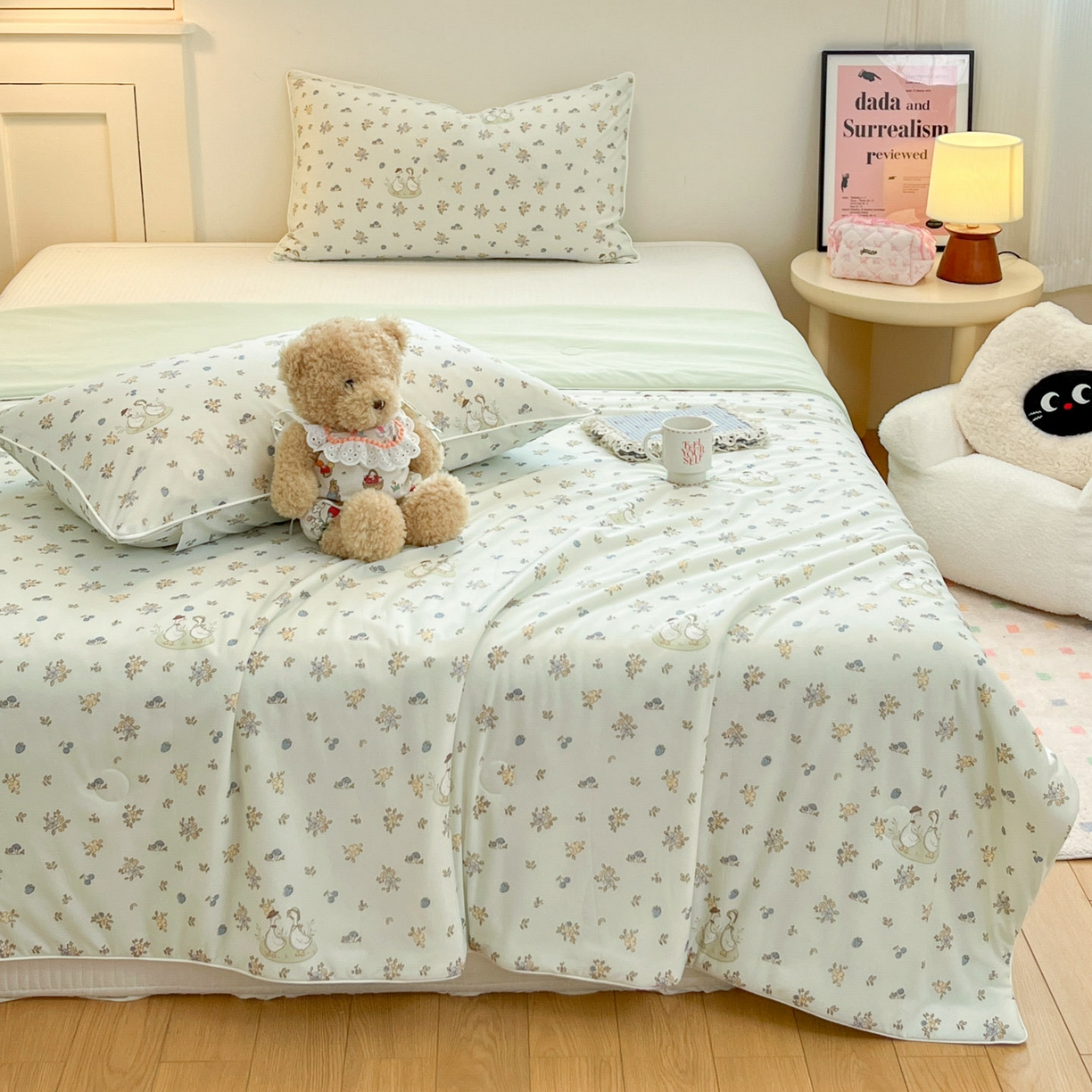 91家纺网 家纺一手货源 找家纺 羚羊语家纺 2026新款凉感丝印花夏凉被小冰皮空调被冰淇淋西瓜被针织棉夏被冰丝云母凉感被 鸭鸭日记