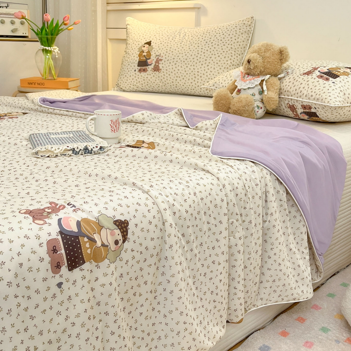 91家纺网 家纺一手货源 找家纺 羚羊语家纺 2026新款凉感丝印花夏凉被小冰皮空调被冰淇淋西瓜被针织棉夏被冰丝云母凉感被 田园少女