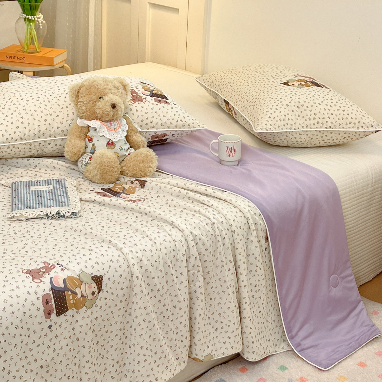 91家纺网 家纺一手货源 找家纺 羚羊语家纺 2026新款凉感丝印花夏凉被小冰皮空调被冰淇淋西瓜被针织棉夏被冰丝云母凉感被 田园少女