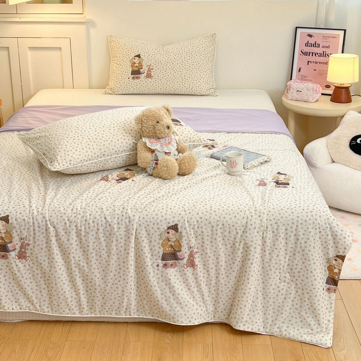 91家纺网 家纺一手货源 找家纺 羚羊语家纺 2026新款凉感丝印花夏凉被小冰皮空调被冰淇淋西瓜被针织棉夏被冰丝云母凉感被 田园少女