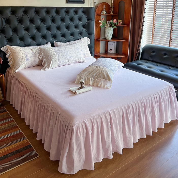 91家纺网 家纺一手货源 找家纺 （总）好儿喜家纺 2026新款纯棉棉麻花边四件套-雅韵