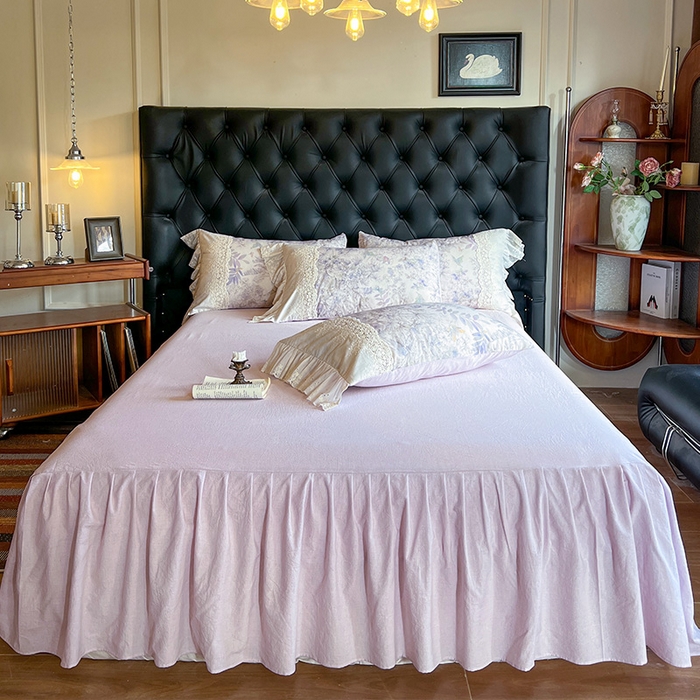 91家纺网 家纺一手货源 找家纺 （总）好儿喜家纺 2026新款纯棉棉麻花边四件套-雅韵