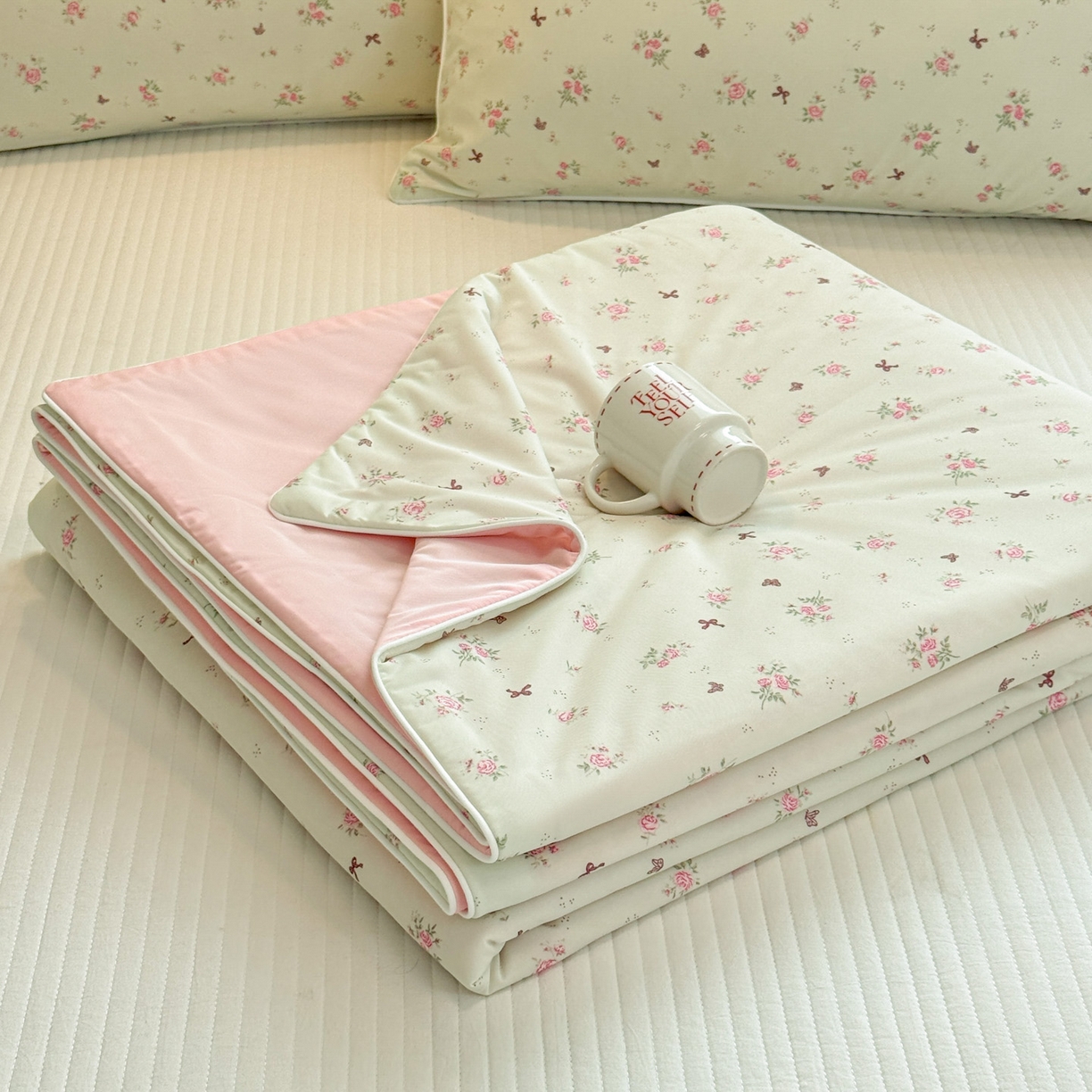 羚羊语家纺 2026新款凉感丝印花夏凉被小冰皮空调被冰淇淋西瓜被针织棉夏被冰丝云母凉感被 春野花语