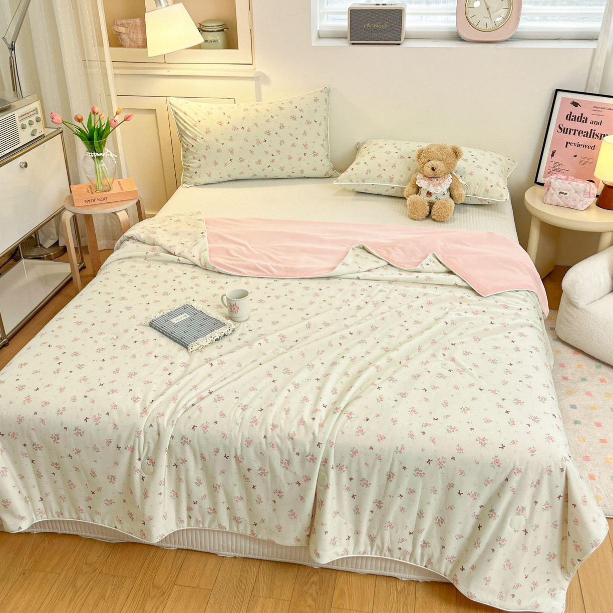 91家纺网 家纺一手货源 找家纺 羚羊语家纺 2026新款凉感丝印花夏凉被小冰皮空调被冰淇淋西瓜被针织棉夏被冰丝云母凉感被 春野花语