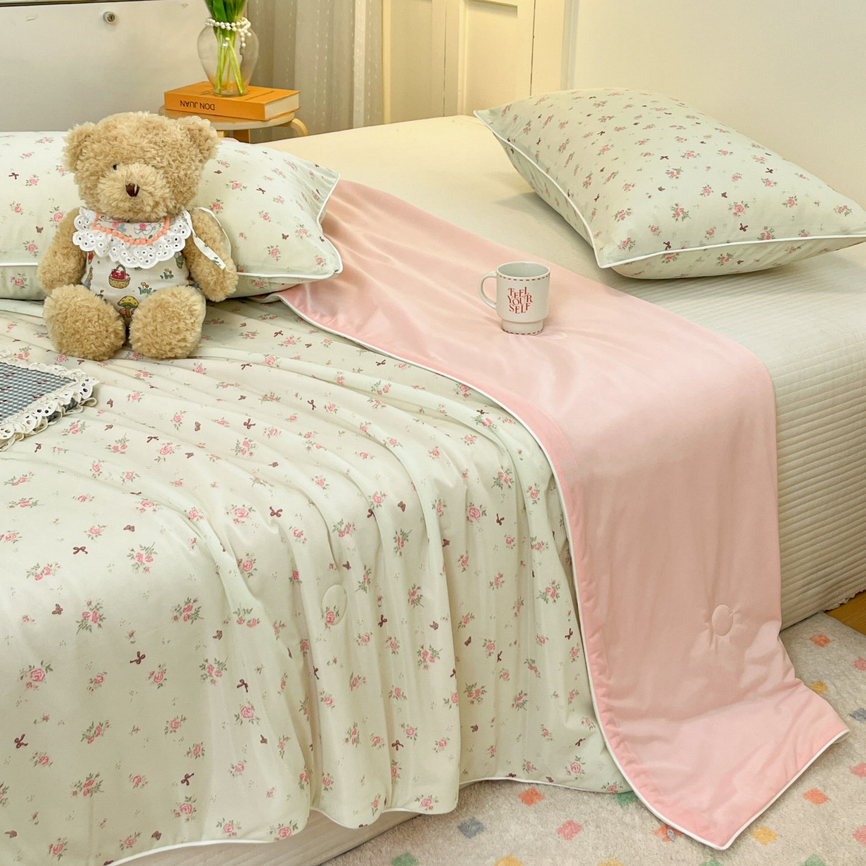 91家纺网 家纺一手货源 找家纺 羚羊语家纺 2026新款凉感丝印花夏凉被小冰皮空调被冰淇淋西瓜被针织棉夏被冰丝云母凉感被 春野花语