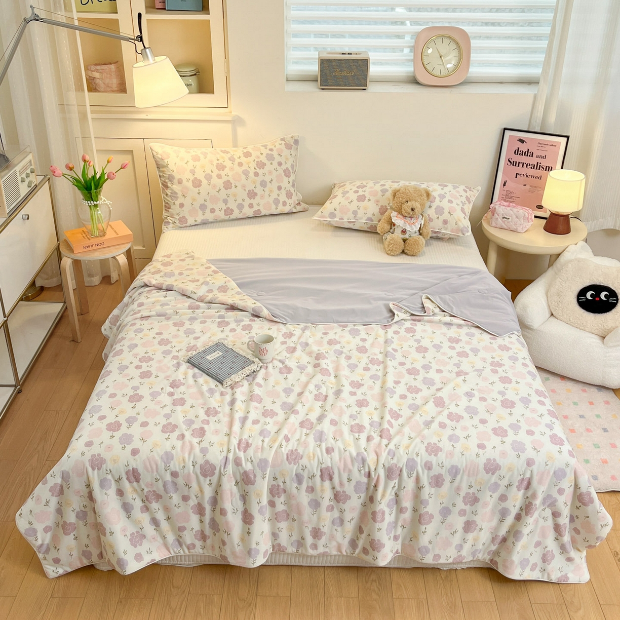 91家纺网 家纺一手货源 找家纺 羚羊语家纺 2026新款凉感丝印花夏凉被小冰皮空调被冰淇淋西瓜被针织棉夏被冰丝云母凉感被 花漾奶芙