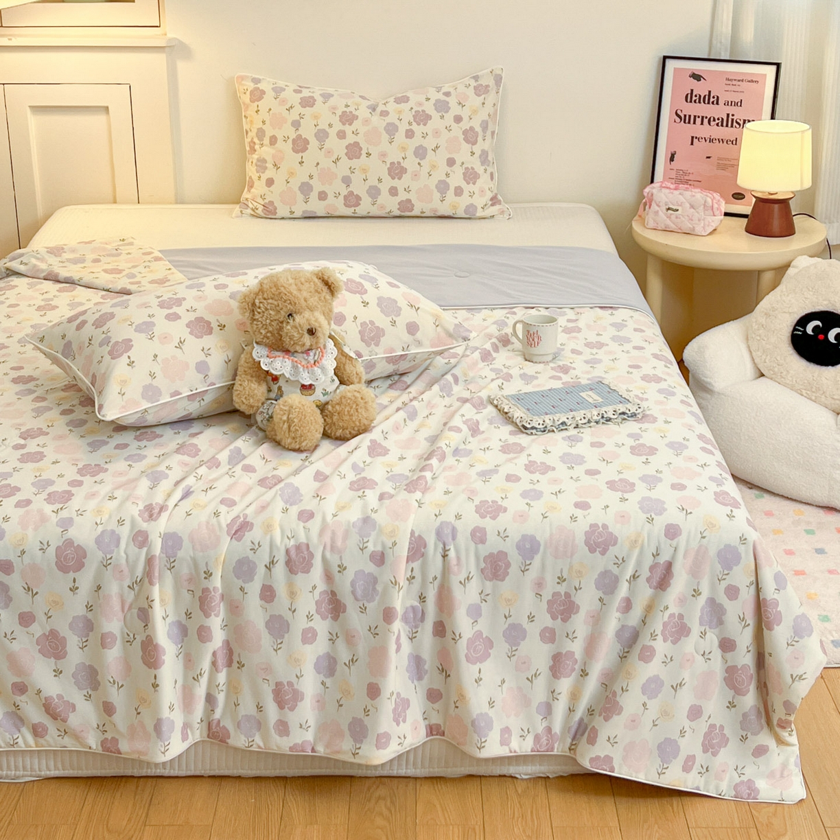 91家纺网 家纺一手货源 找家纺 羚羊语家纺 2026新款凉感丝印花夏凉被小冰皮空调被冰淇淋西瓜被针织棉夏被冰丝云母凉感被 花漾奶芙