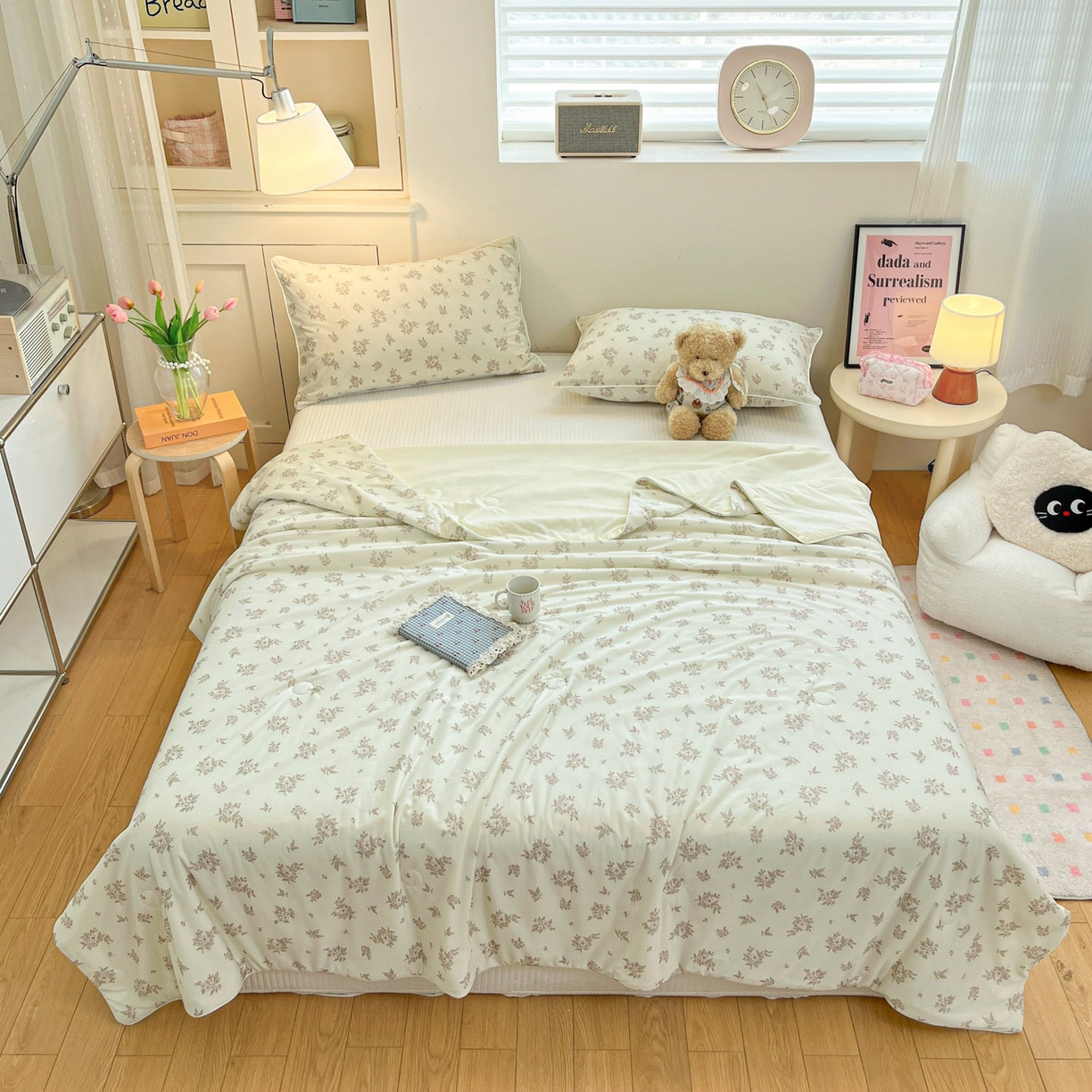 91家纺网 家纺一手货源 找家纺 羚羊语家纺 2026新款凉感丝印花夏凉被小冰皮空调被冰淇淋西瓜被针织棉夏被冰丝云母凉感被 云间花叙