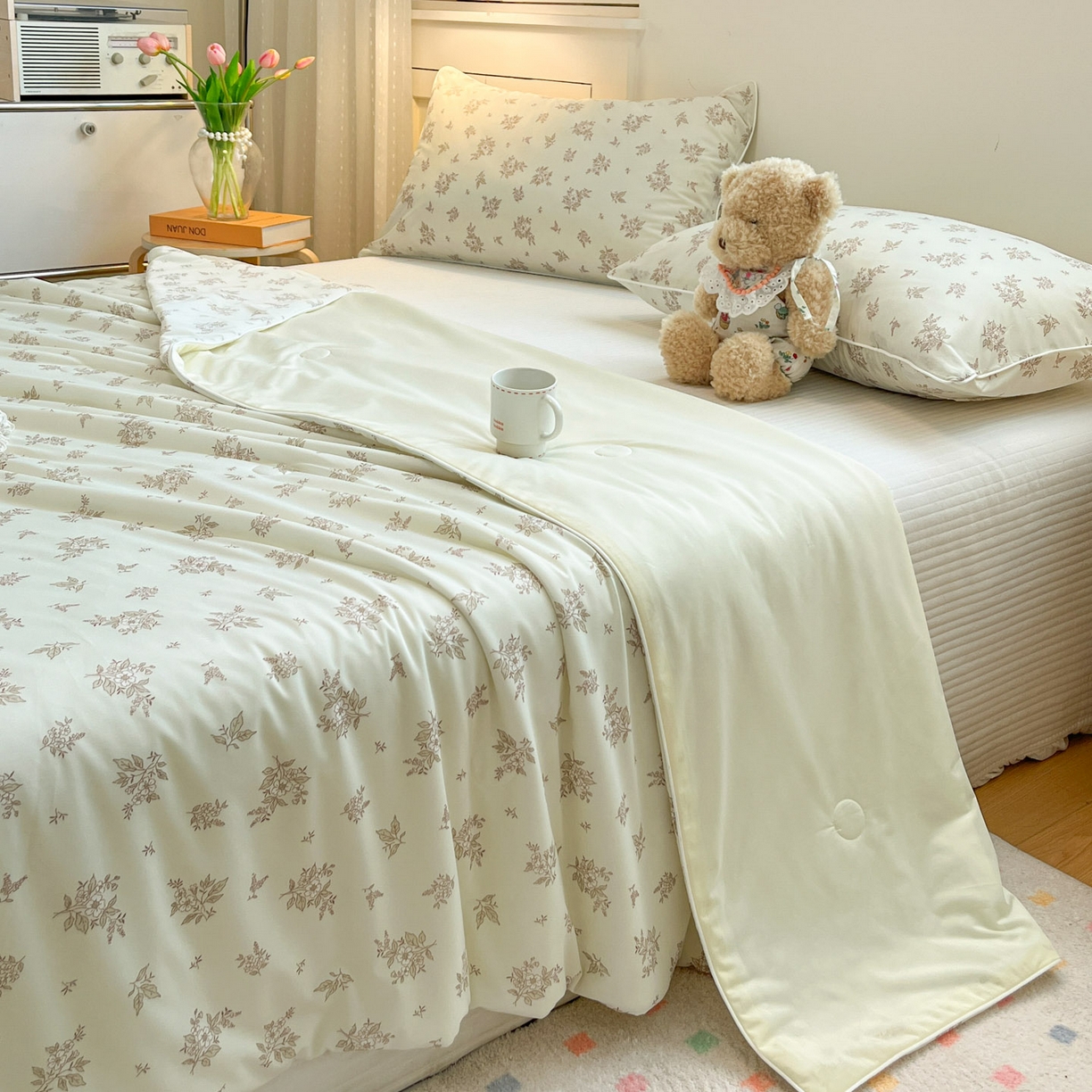 91家纺网 家纺一手货源 找家纺 羚羊语家纺 2026新款凉感丝印花夏凉被小冰皮空调被冰淇淋西瓜被针织棉夏被冰丝云母凉感被 云间花叙