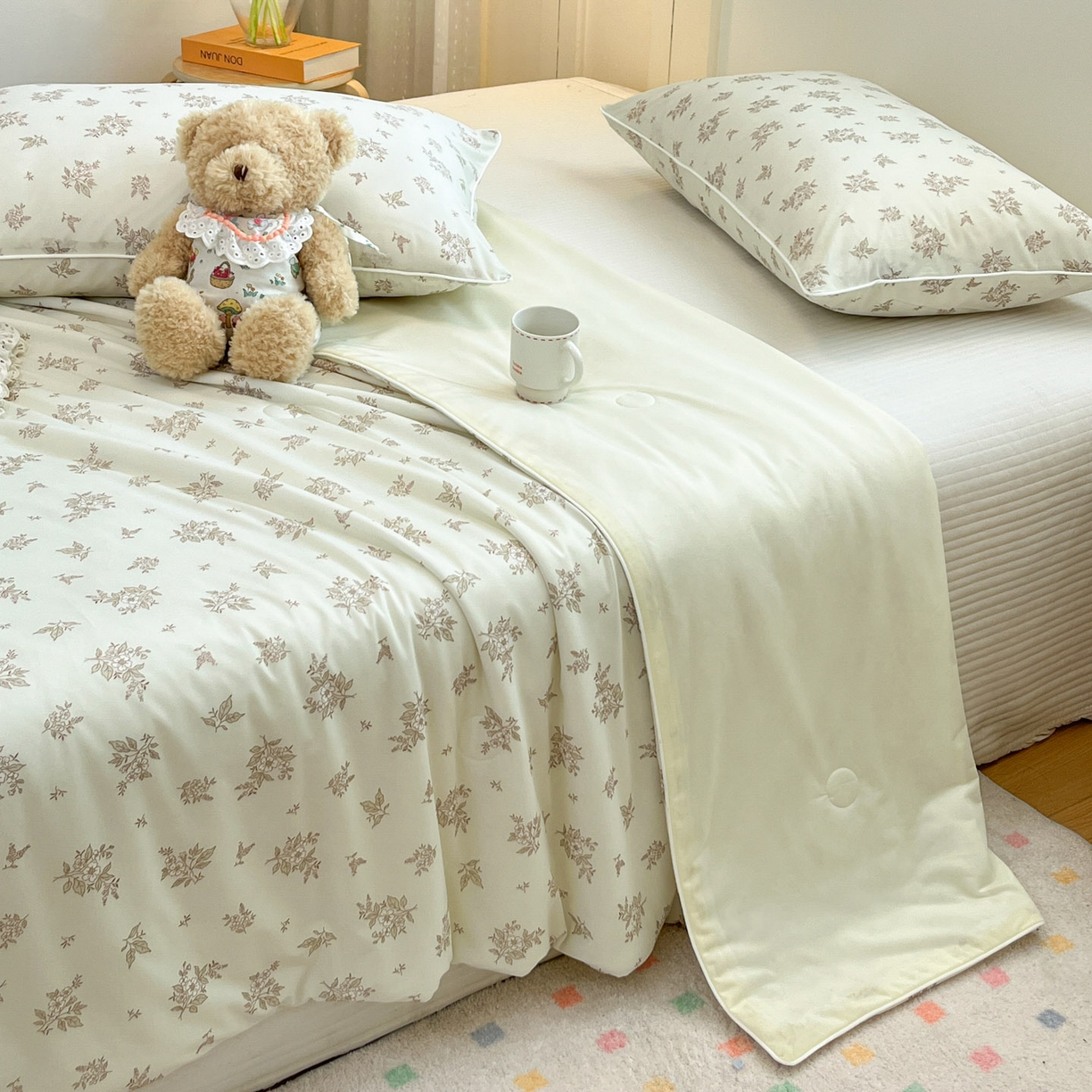 91家纺网 家纺一手货源 找家纺 羚羊语家纺 2026新款凉感丝印花夏凉被小冰皮空调被冰淇淋西瓜被针织棉夏被冰丝云母凉感被 云间花叙