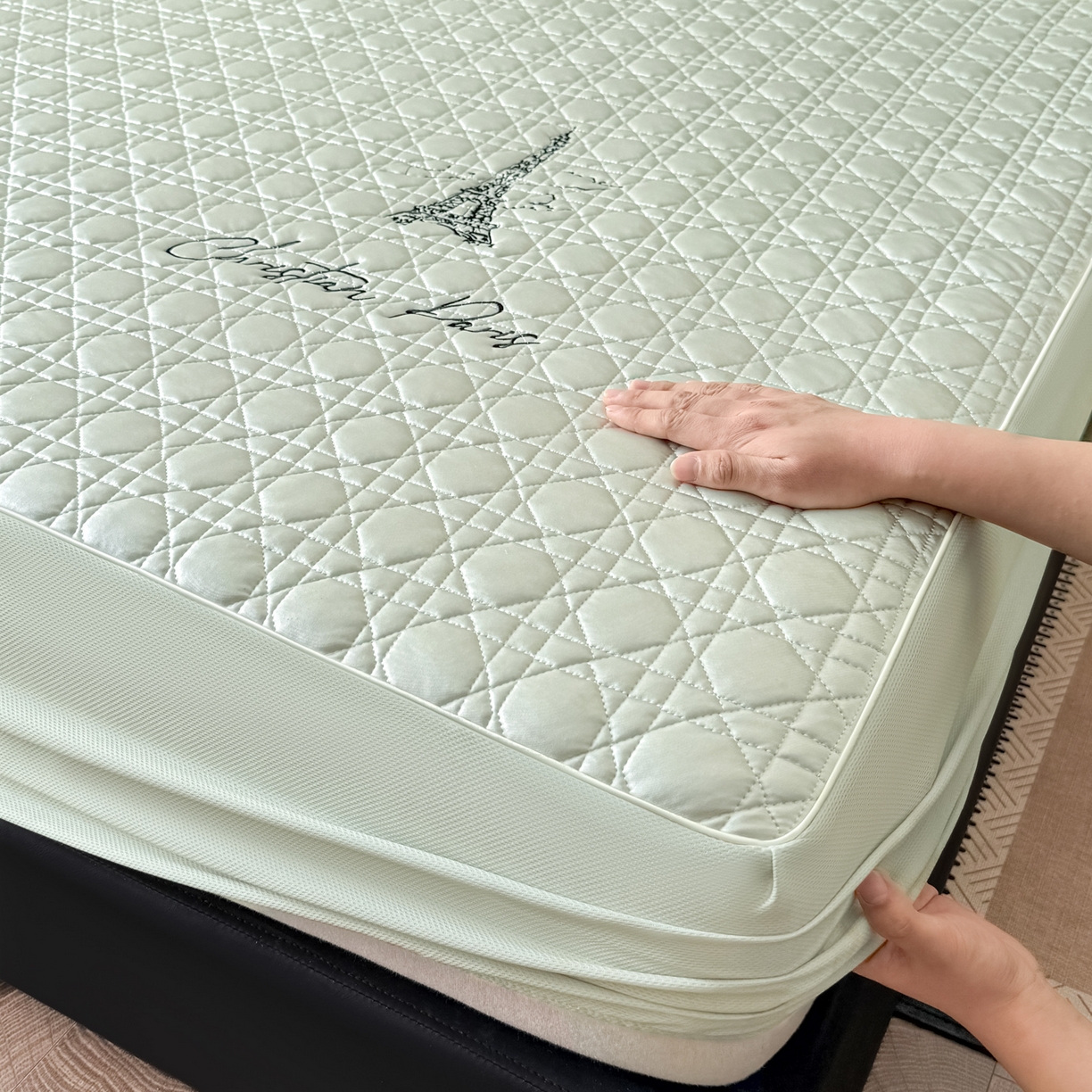 91家纺网 家纺一手货源 找家纺 大元 2026新款冰丝绸水光席凉席席子-戴妃 戴妃-青柠绿