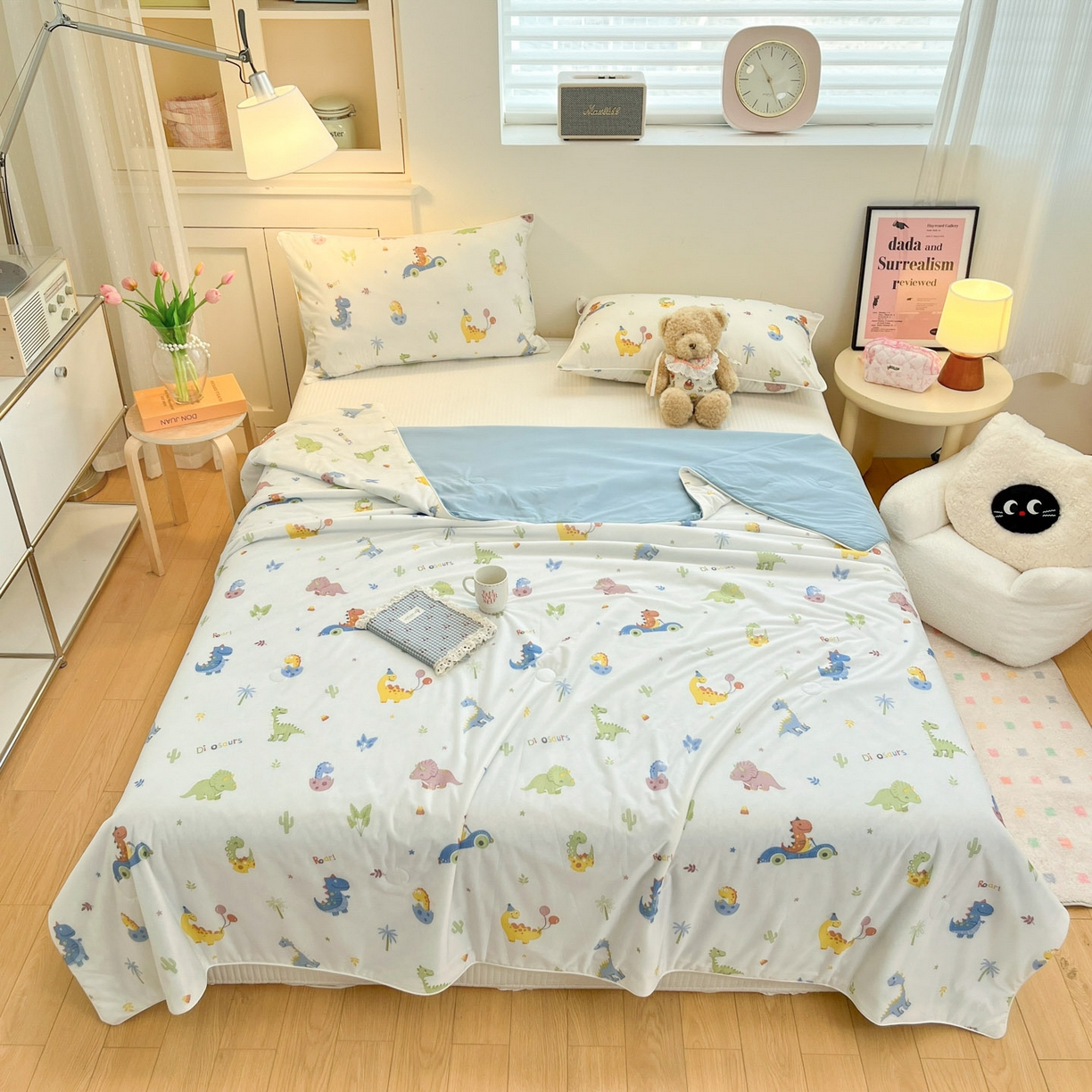 91家纺网 家纺一手货源 找家纺 羚羊语家纺 2026新款凉感丝印花夏凉被小冰皮空调被冰淇淋西瓜被针织棉夏被冰丝云母凉感被 恐龙乐园