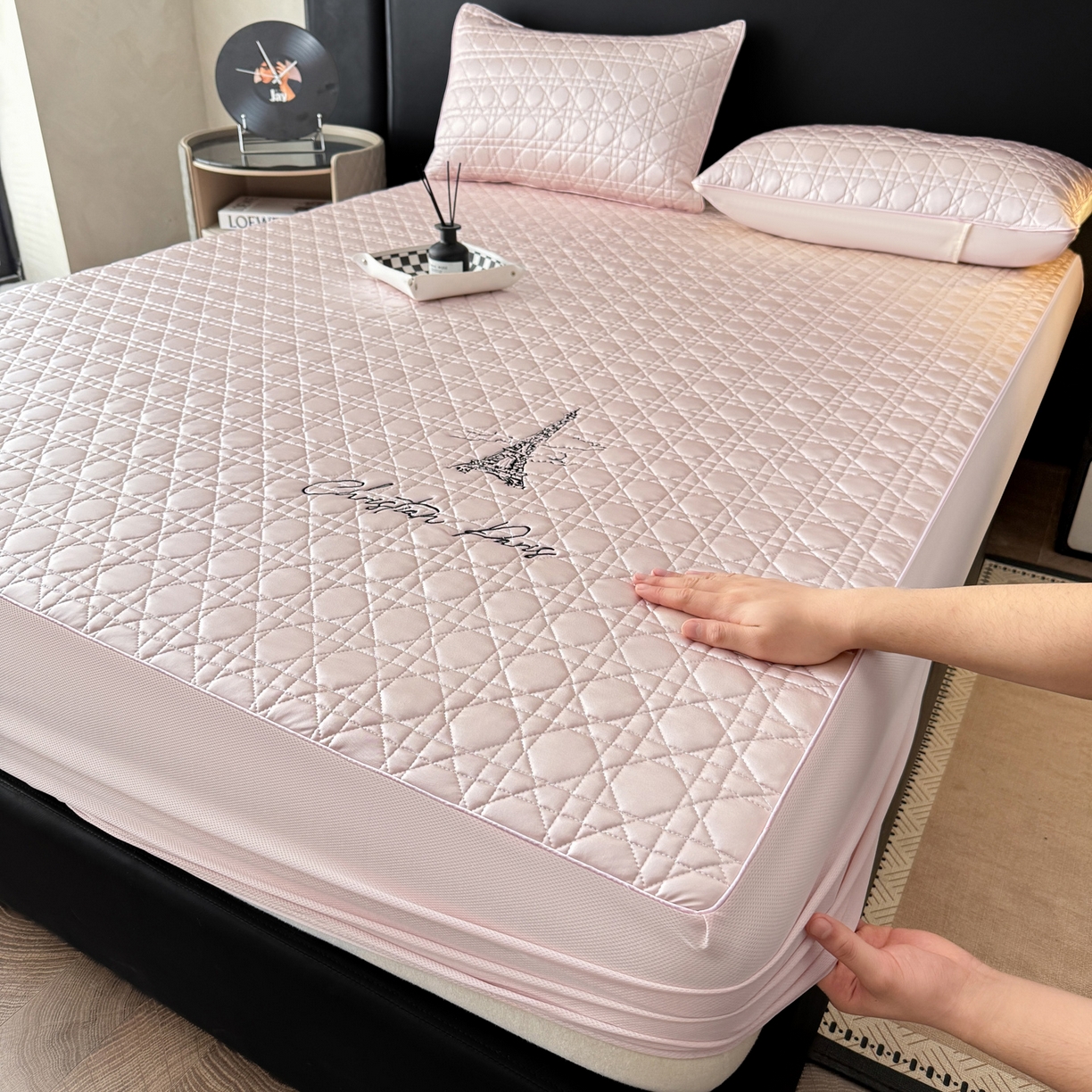 91家纺网 家纺一手货源 找家纺 大元 2026新款冰丝绸水光席凉席席子-戴妃 戴妃-蔷薇粉